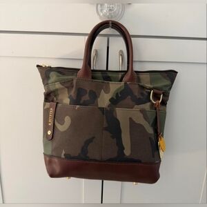 R.Riveter -  Canvas Tote w/ Leather Trim & Pouch - Otto - Camo Print NWOT